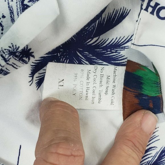 CT Hawaii Fashions Shirt Mens XL Cotton Poly Short Sleeve Chart Of Hawaiian Isl - Picture 6 of 7